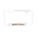 Metal License Plate Frame — Brushed Steel Car Tag Border with WSKYBNT Script
