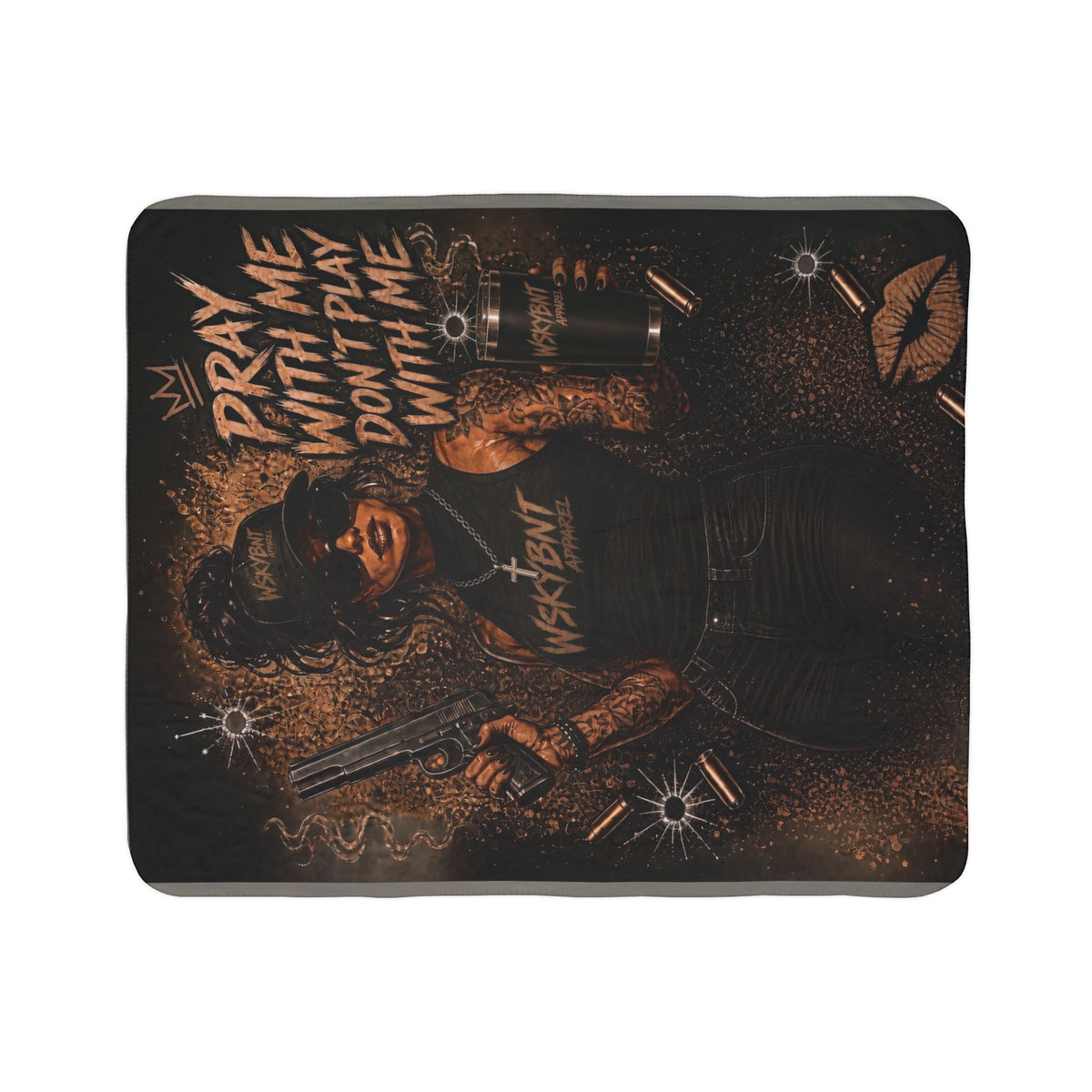 Sherpa Blanket — "Pray With Me, Don't Play With Me" Graphic