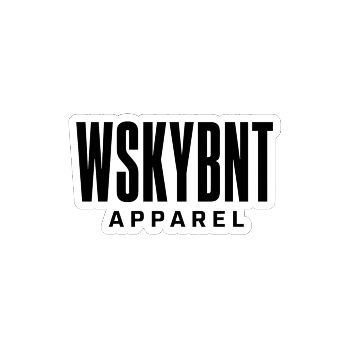 WSKYBNT Apparel Logo Kiss-Cut Sticker — Bold Monochrome Brand Decal for Laptops, Water Bottles & Gear