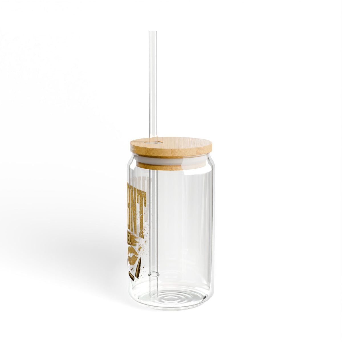 16oz Sipper Glass with Straw — Gold 'WHISKYBNT Apparel' Vintage Logo