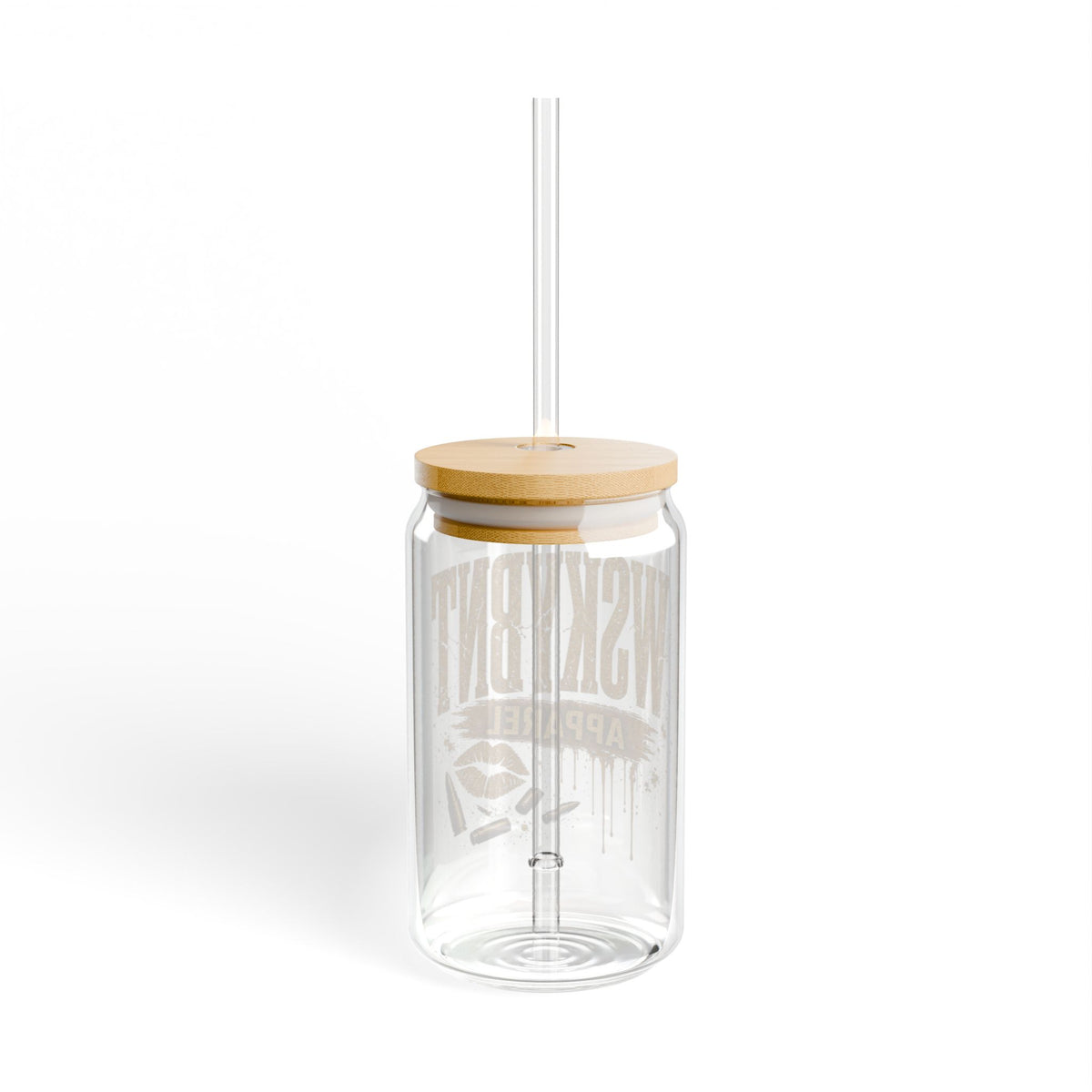 16oz Sipper Glass with Straw — Gold 'WHISKYBNT Apparel' Vintage Logo