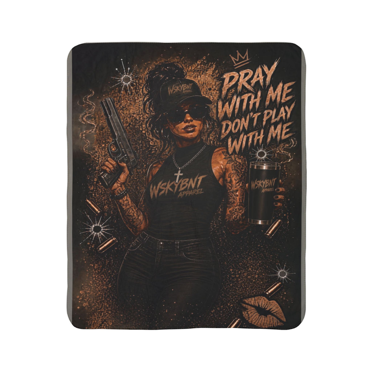Sherpa Blanket — "Pray With Me, Don't Play With Me" Graphic