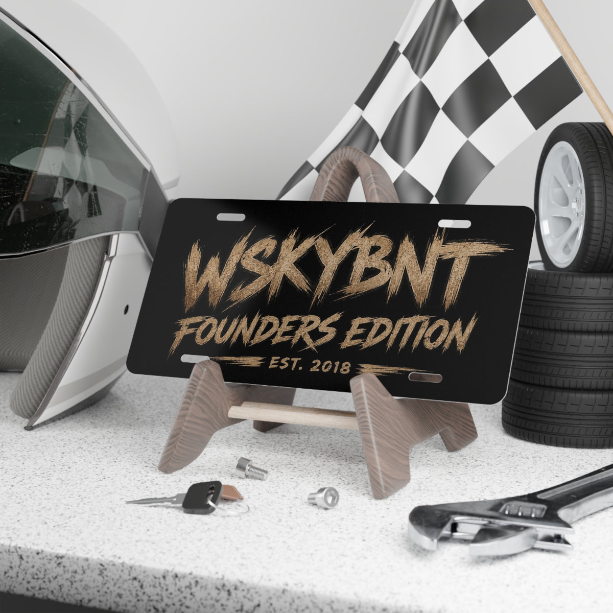 Vanity Plate — "WSKYBNT Founders Edition Est. 2018" Metal License Plate