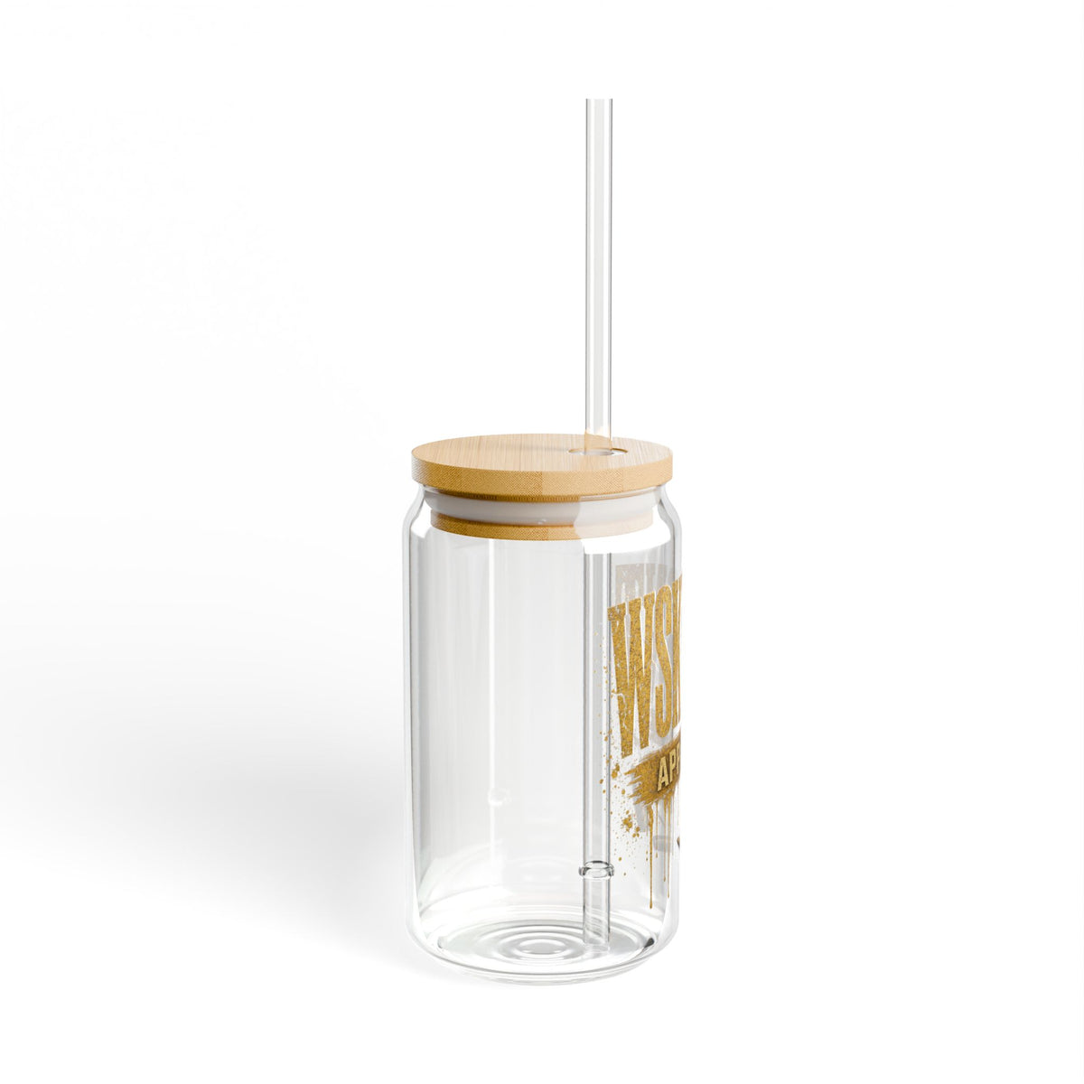 16oz Sipper Glass with Straw — Gold 'WHISKYBNT Apparel' Vintage Logo