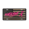 Breast Cancer Awareness Flag Vanity Plate — Pink Ribbon WSKYBNT Apparel