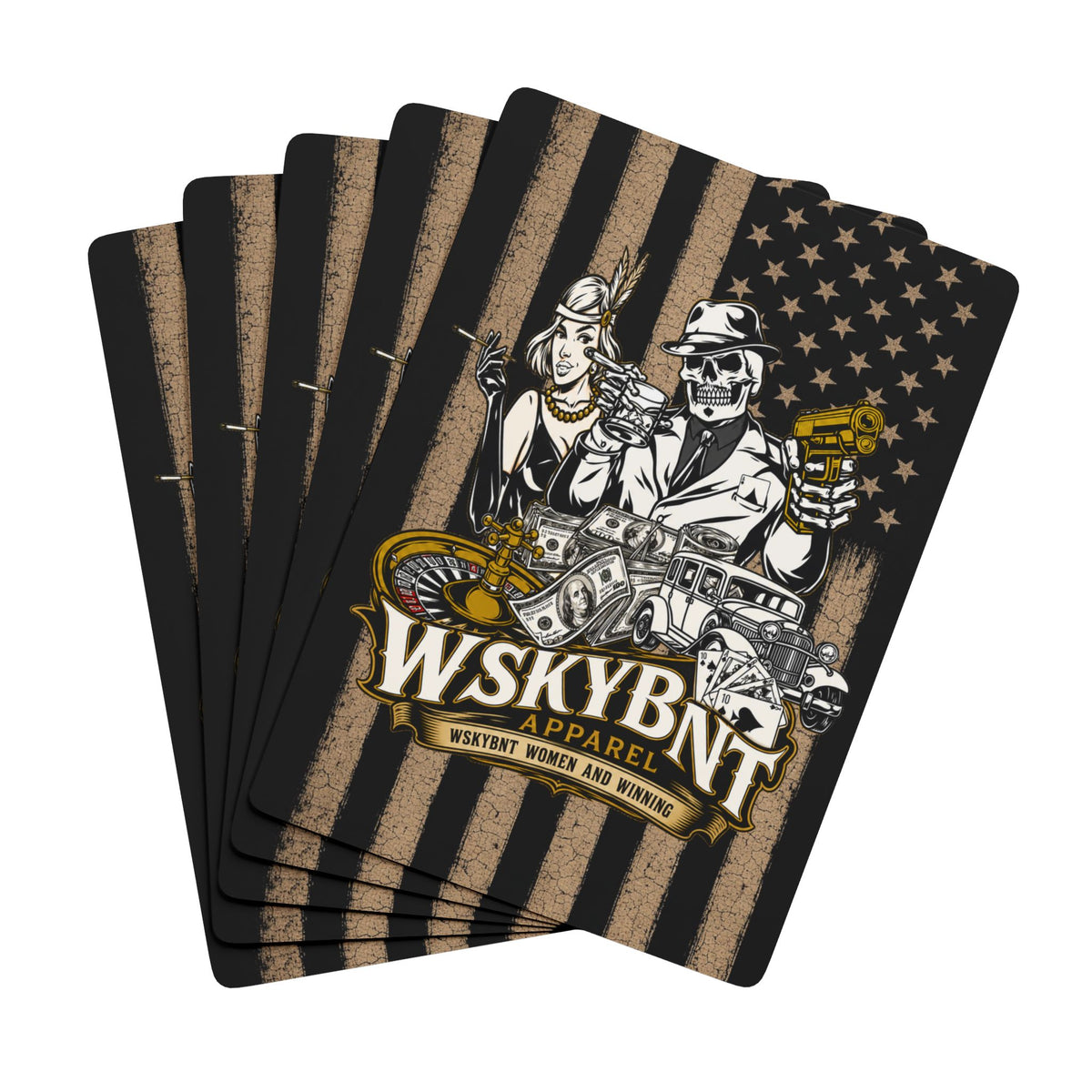 Poker Playing Cards — Vintage Americana Skull & Gangster Design Deck